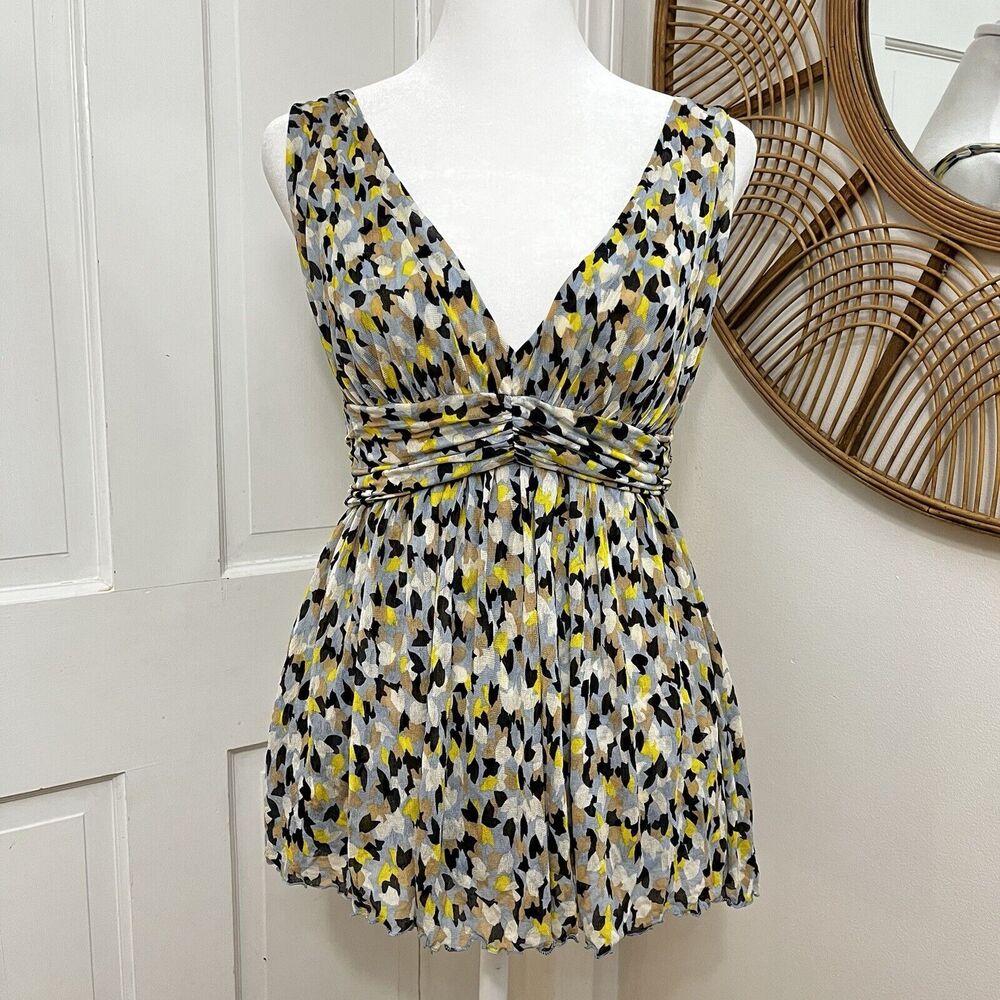 Diane Von Furstenberg Top Sz M Flowy Fairy Garden Mula Silk Y2K Babydoll DVF